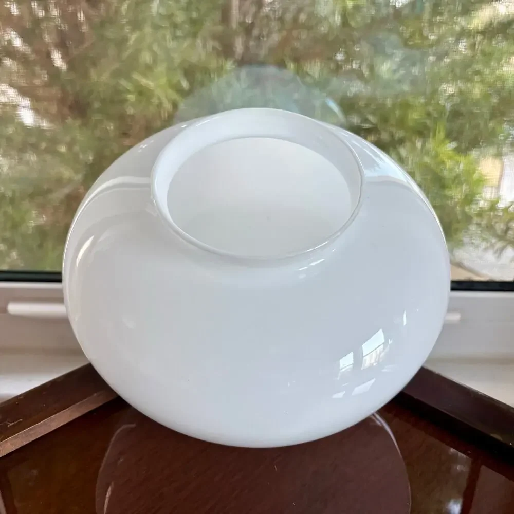 Vintage Milk Glass Lamp Shade, Mushroom Dome Shape, 4” Fitter